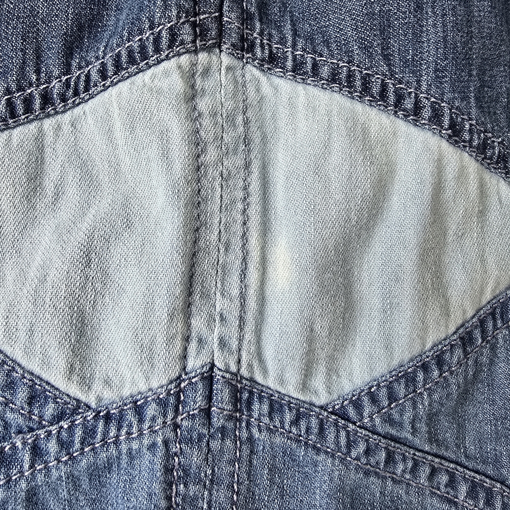 Express Two-Tone Denim Patchwork Mini Dress - Picture 2 of 4